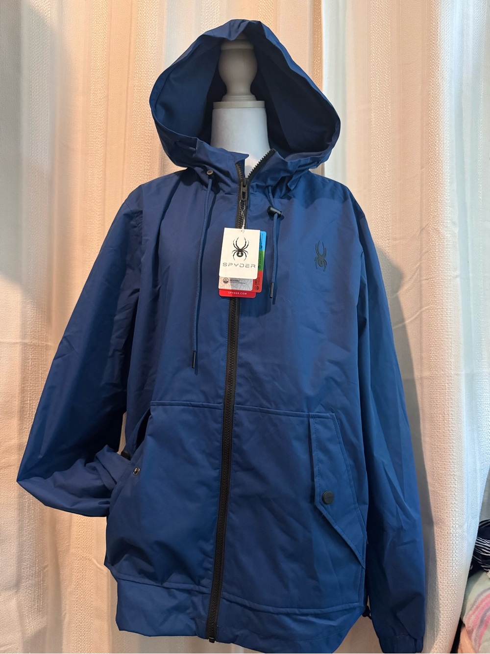 Spyder Men's Hooded Raincoat in Blue